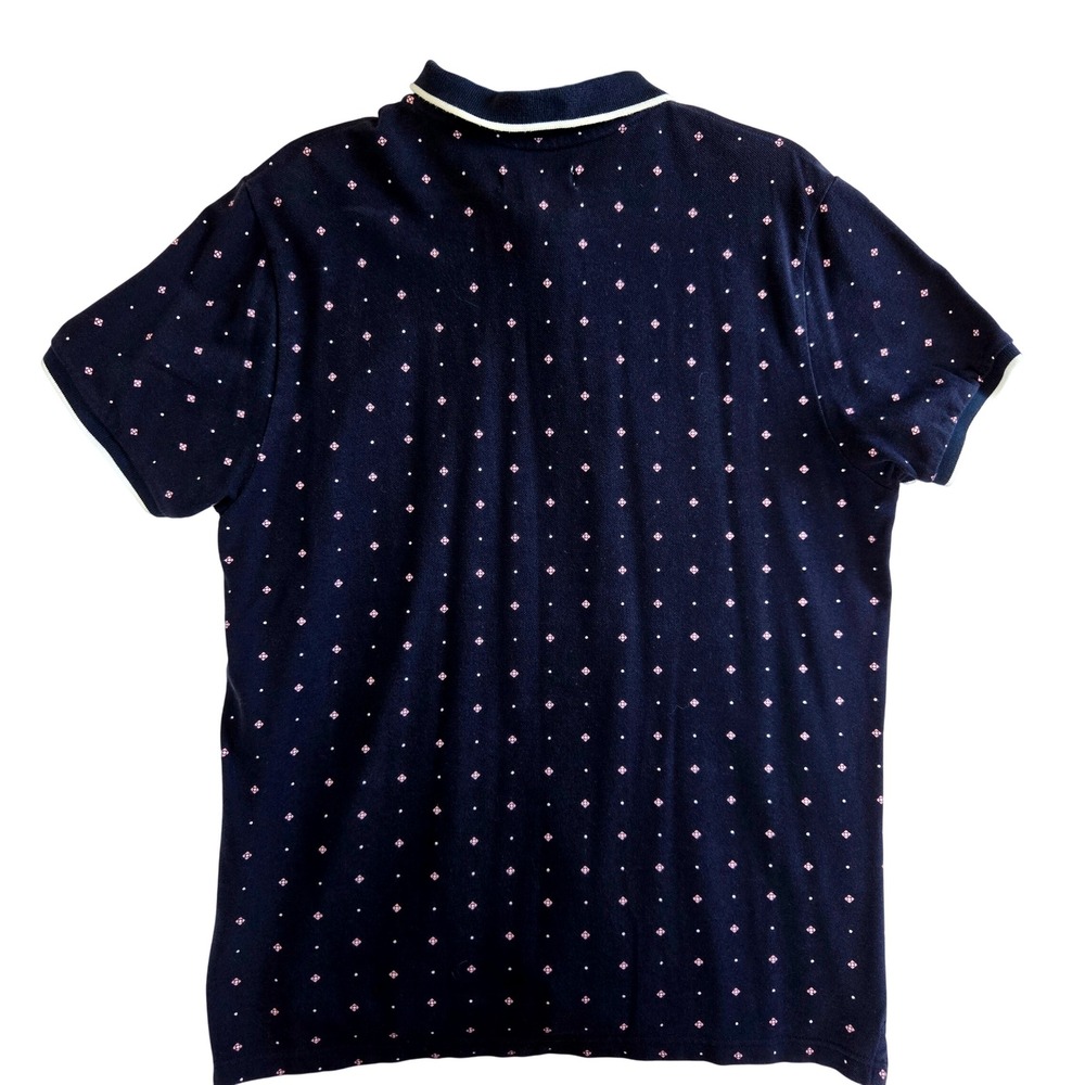 Aeropostale Mens XL Navy Blue Short Sleeve Polo Shirt Geo Diamond Dot Pique‎ - Picture 8 of 8